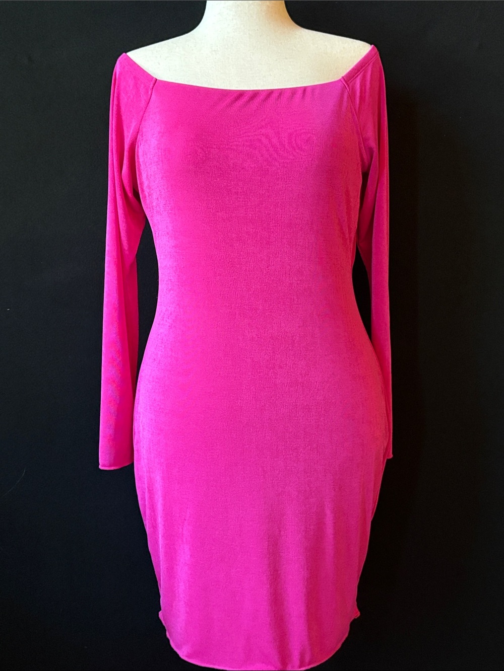 Naked Wardrobe Hot Pink Off-Shoulder Bodycon Dress 1X